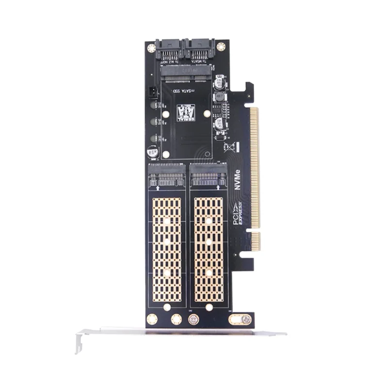 데스크탑 컴퓨터 라이저 카드, PCIE X16-M.2 M 키 NVME SSD, M.2 B 키 SATA SSD, MSATA SSD 어댑터 카드, 3 in 1