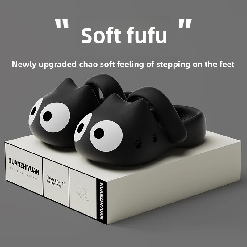   Cute Cat Slippers Women's Anti-Slip Summer Fashionable Half Slippers Soft Bottom Slip-On Shoes for Outdoor Wear Adult Sizes