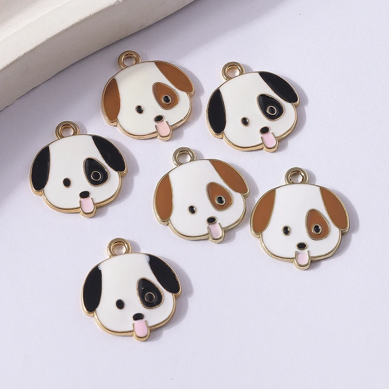 10 Stück 15x17mm Cartoon Tier Charms Emaille Hund Charms Anhänger für Schmuckherstellung Ohrringe Halsketten Armbänder DIY Handwerk Versorgung