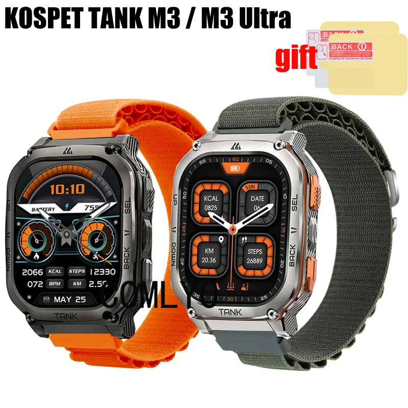 Fascia Per Kospet Tank M3 / M3 Ultra Strap Donna Uomo Smartwatch Nylon Soft Bracciale Bands Cintura Pellicola Proteggi Schermo
