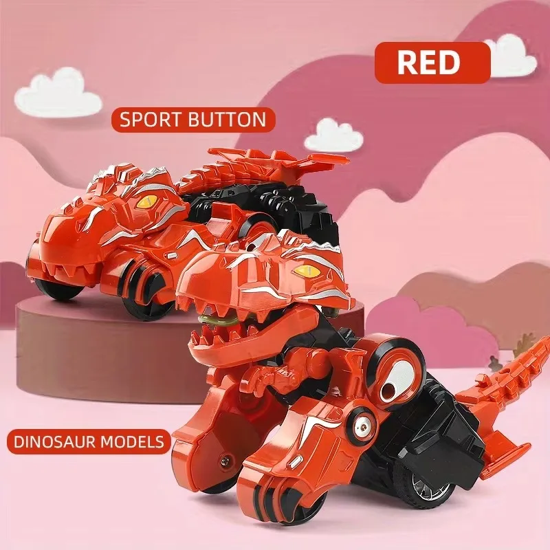 Friction-Powered Transforming Dinosaur Car Toy for Kids