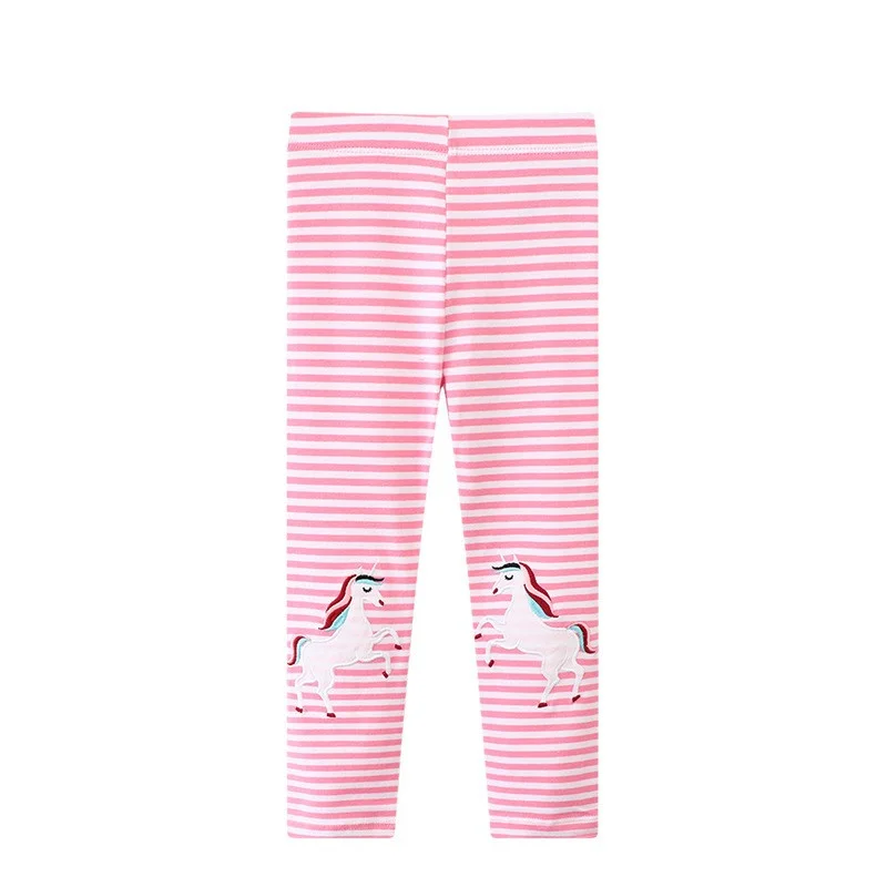 Jumping Meters 2-7T New Girls Leggings pantaloni unicorni ricamo a righe abbigliamento per bambini Skinny Baby Pencil Pants Baby