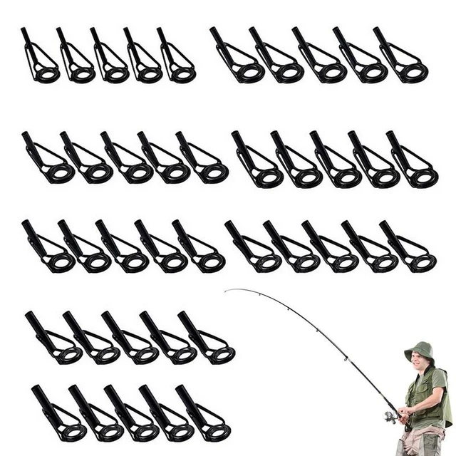 40pcs/lot 8 Sizes Spinning Carp Fishing Rod Guides Set Fishing Rod Carp  Feeder Rod Surf Spinning Rod Fishing Accessories