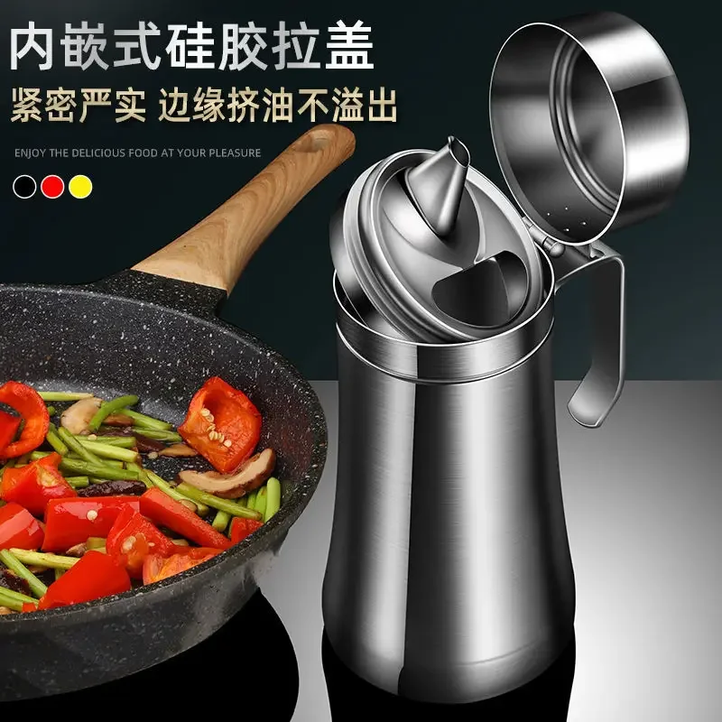 Stainless steel oil pot household kitchen does not hang oil sauce bottle vinegar bottle extra thick large capacity pot stainless steel oil pot