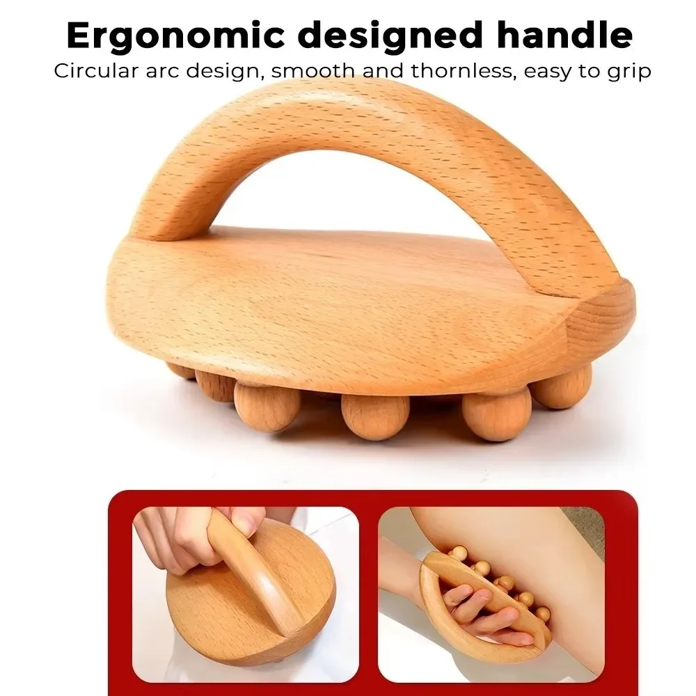 14 Beads Wood Therapy Massage Tools Handheld Design Anti Cellulite Meridian Massager Body Scraping Tool Stress Relief