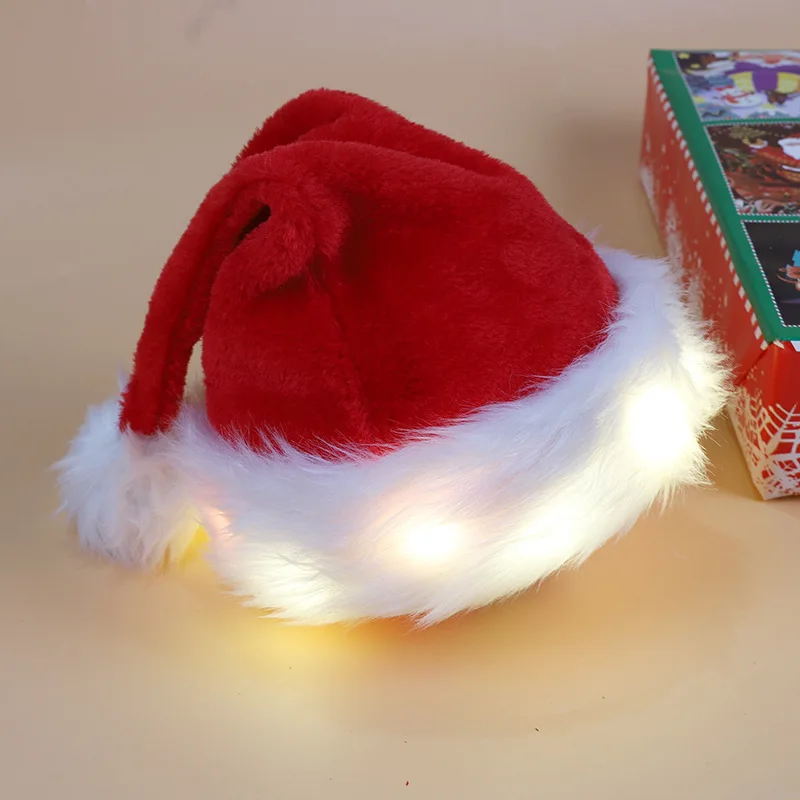 New Christmas Decoration Plush Luminous LED Christmas Hat Santa Claus Hat Gift