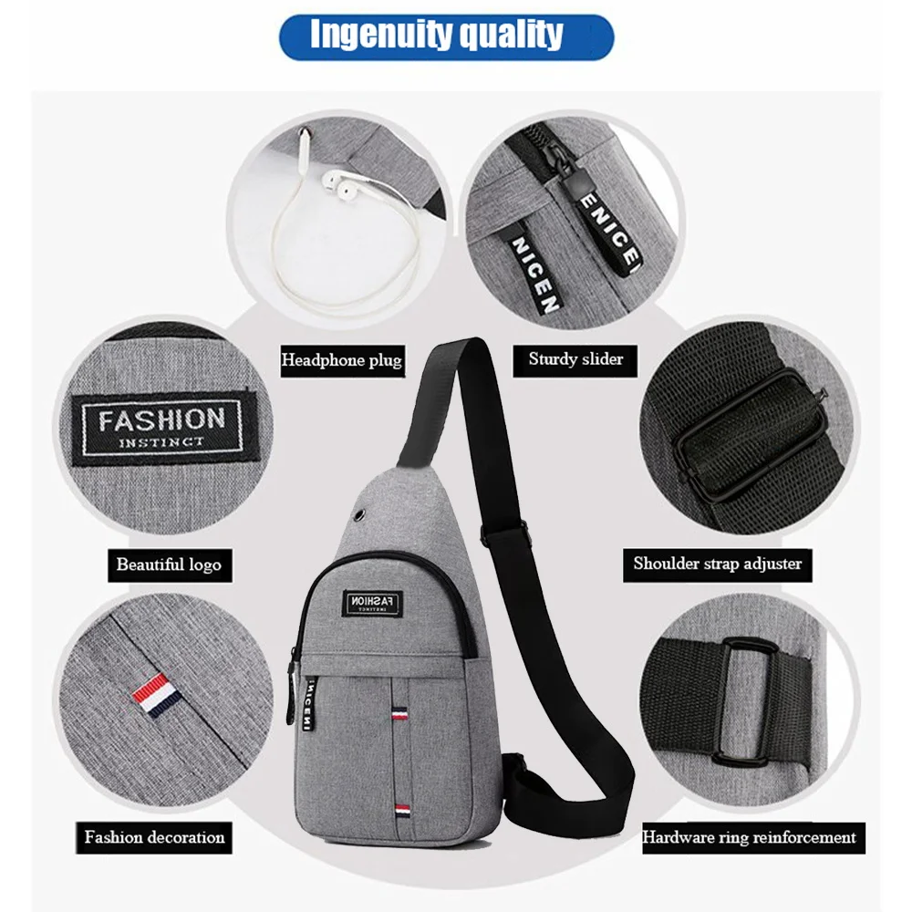 Borsa da petto Borsa a tracolla da uomo Borsa a tracolla multifunzionale semplice Borsa a mano impermeabile Borsa a mano di grande capacità - immagine 3