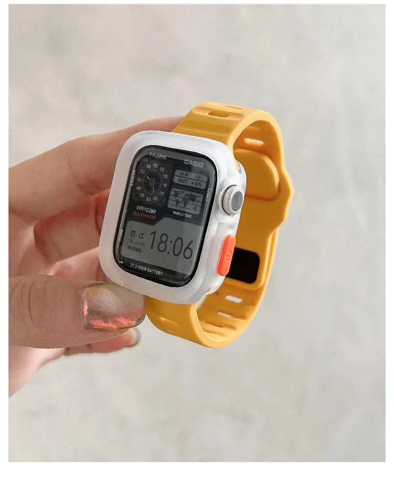 Candy Silikonhülle + Armband für Apple Watch Serie 9 45 mm Band 8 7 42 mm 41 mm SE 6 5 4 3 2 1 44 mm 40 mm 38 mm iwatch Ultra 2 49 mm – Detail 20