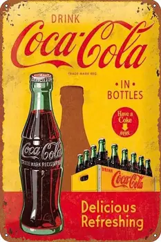 Metal Tin Sign Delicious Refreshing Poster Retro Metal Sign Vintage Tin Sign for Cafe Bar Home Wall Decor