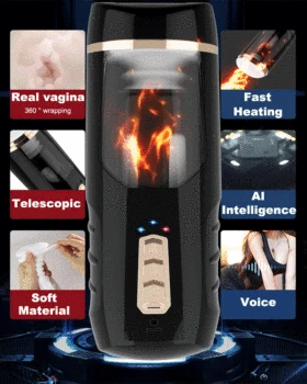 Real Vaginas for Men Masturbators Automatic Telescopic Heating Voice Masturbation Cup Blowjob Orgasm Machine Adult Sex Toys Male 2