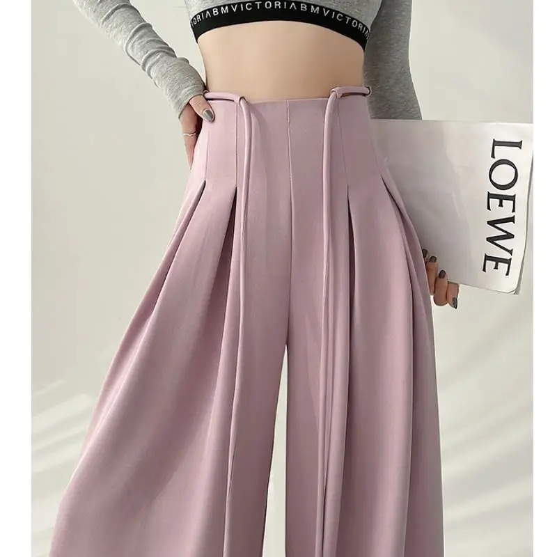 High End Suit Wide Leg Pants for Women's 2024 New Spring and Summer High Waisted Slimming Loose Fitting Straight Leg Casual Pant