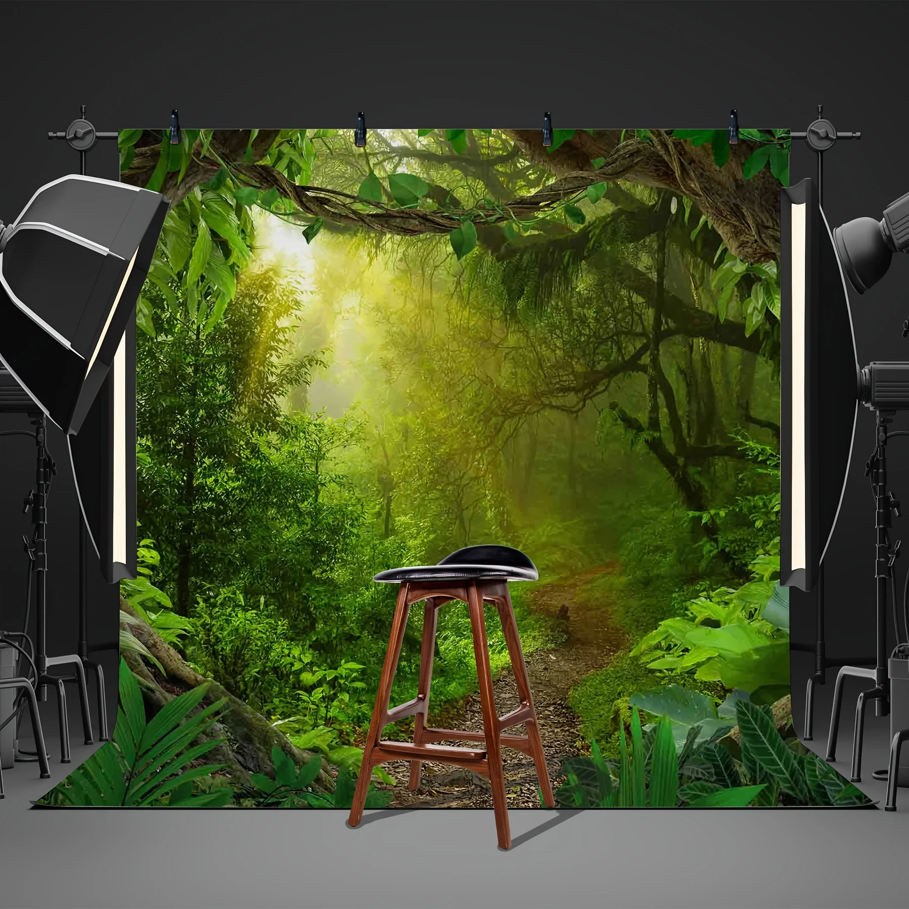Regenwald Fotografie Hintergrund, Tropischer Dschungelwald Naturlandschaft Hintergrund, Safari Party Banner Dekorationen – Detail 2