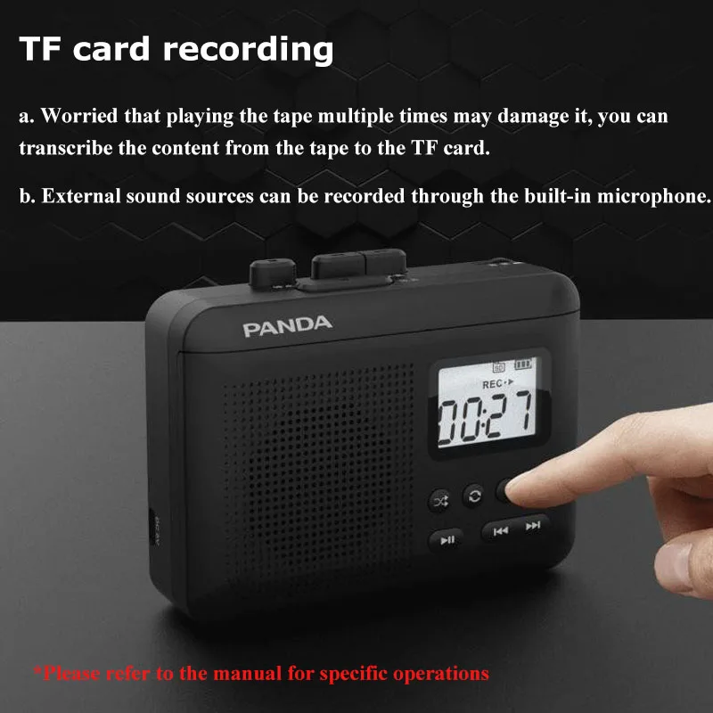 Retro Cassette MP3 Player Mini Portable Stereo Walkman Tape Recorder with Speaker 3.5mm Wired Headphones Support 32GB TF Card