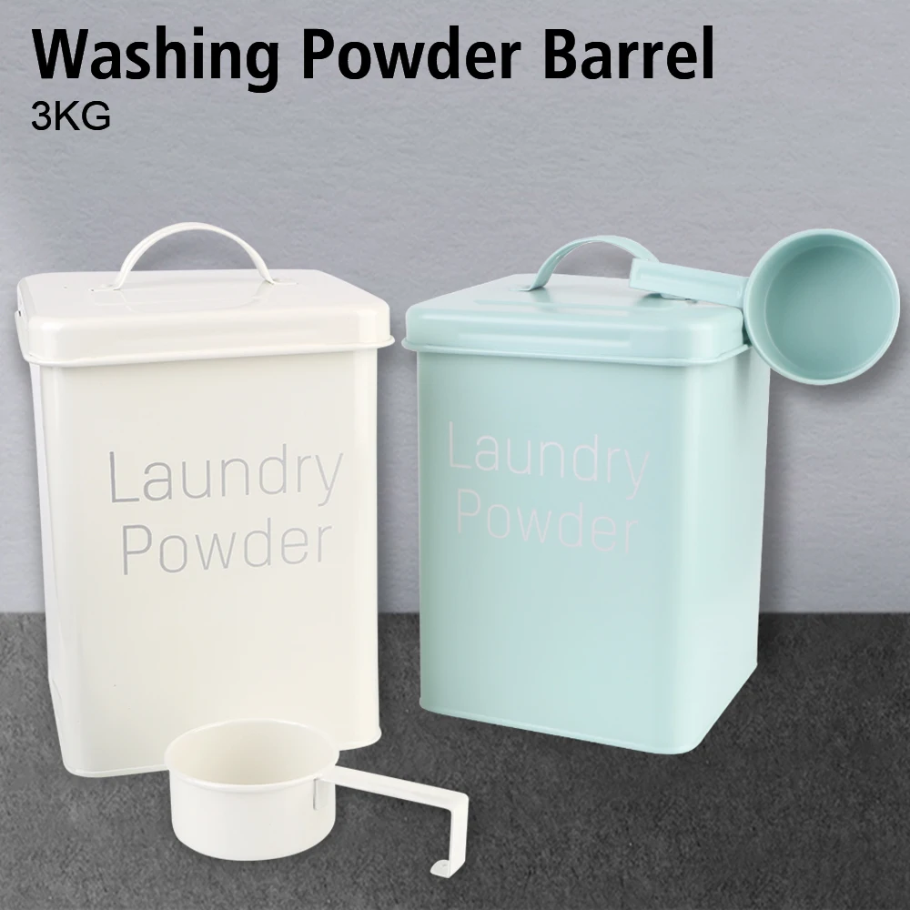 Snack Container Washing Powder Barrel Grain Storage Case 3KG Household Laundry Detergent Storage Box with Measuring Cup