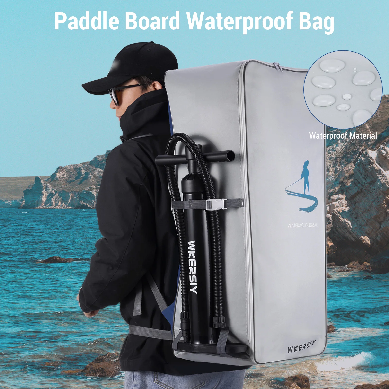 105L Paddle Board Backpack Waterproof Large Capacity Portable Oxford Cloth SUP Surfboard Bag