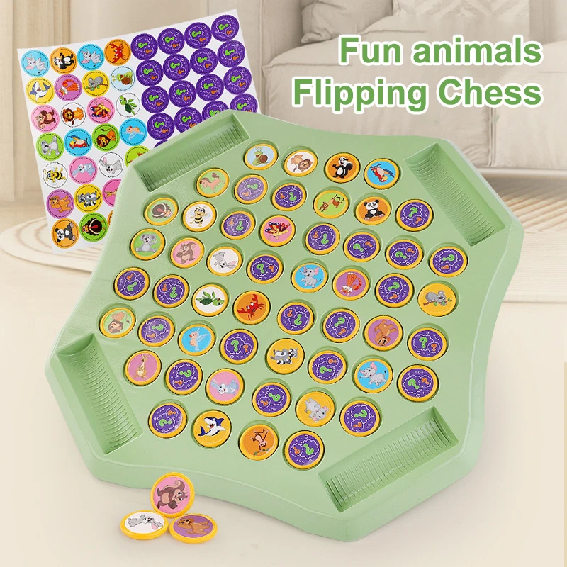 Animal Flip Chess Memory Chess Game Animal Flip Chess Cognitive Memory Board Game For Kids Family 4