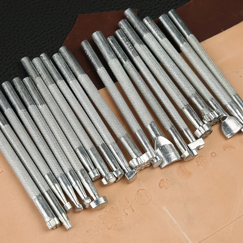 6/20 Pcs Leather Stamping Tools Set Different Shape Saddle Making Stamp Tools Kit Leathercraft Printed Punching