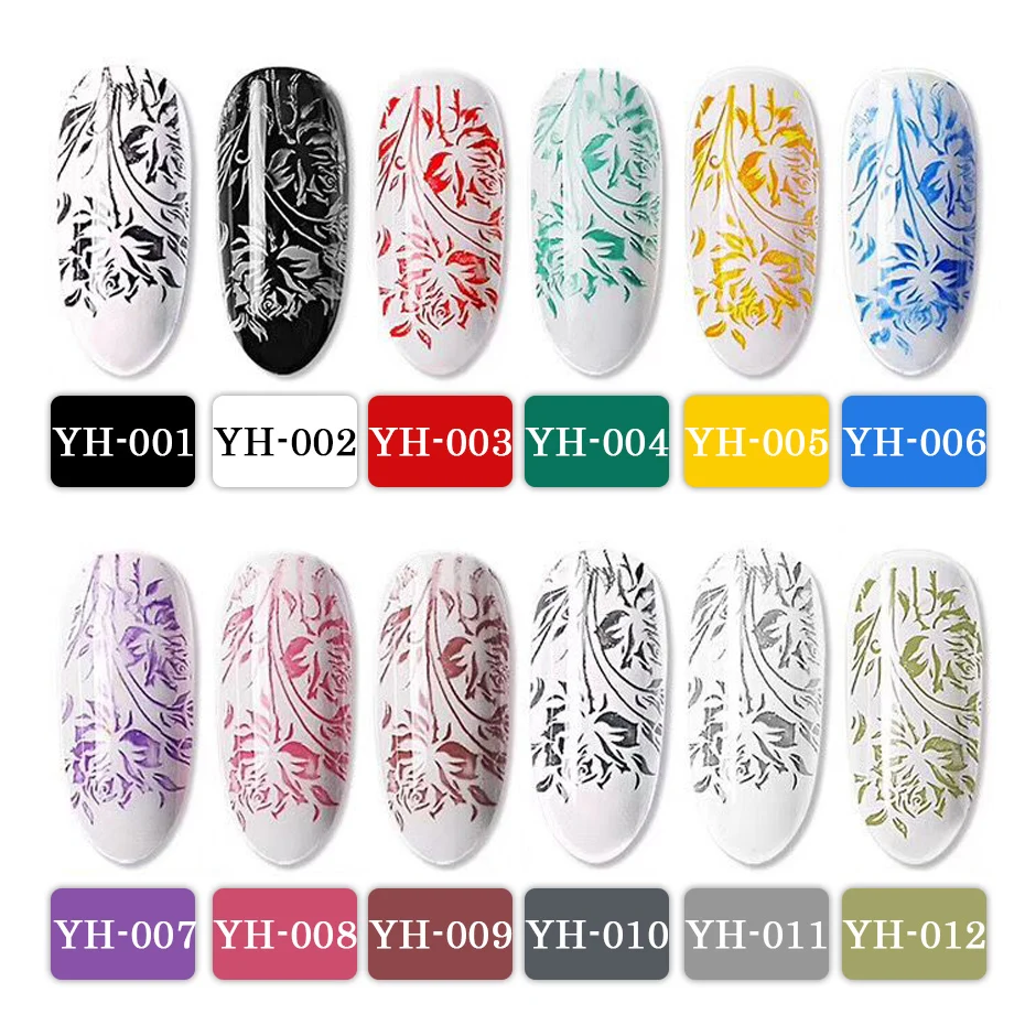 6pcs Nail Stamping Gel Polish Colorful Black White Transfer Template Poly Gel Painting Hybrid Varnish Soak Off Manicure Decor