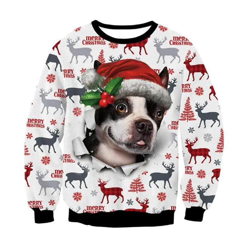 New Christmas Sweaters Green Jumpers 3D Funny Printed Holiday Party Xmas Sweatshirt for Party Birthday Xmas Sweatshirt 6