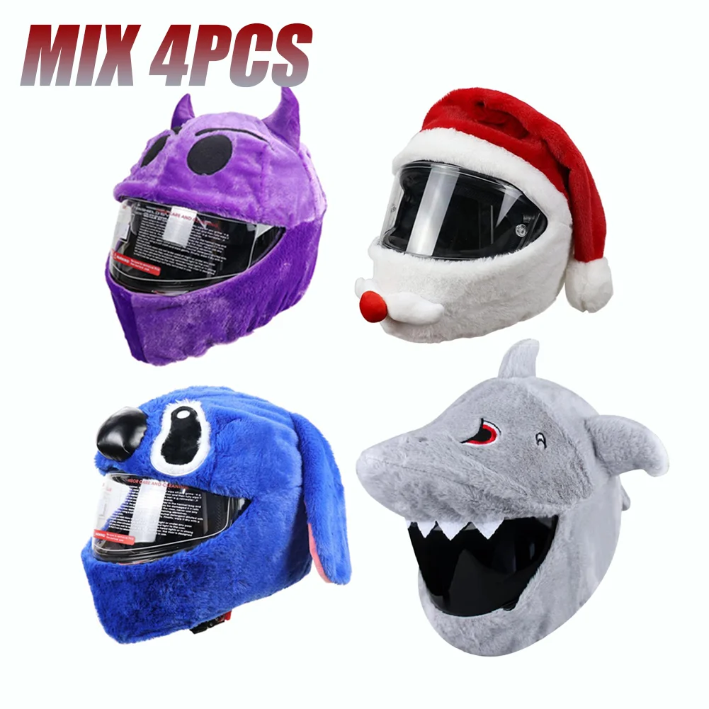 Housse De Casque Moto Peluche Towwoo - Protection Anti-Rayures - Design Diable Violet