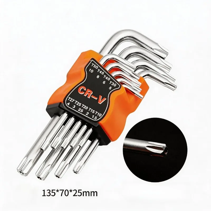 9-teiliges L-förmiges Doppelend-Schraubendreher-Set, Sechskant-Inbusschlüssel, Torx-Schlüssel, Sternschlüssel, Handwerkzeuge für Heimwerker, Autoreparatur, Getriebe-Montage – Detail 3