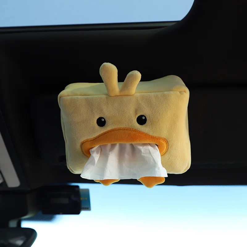 Kawaii Car Tissue Box Plush Animals Cute Napkin Tissue Paper Sun Visor