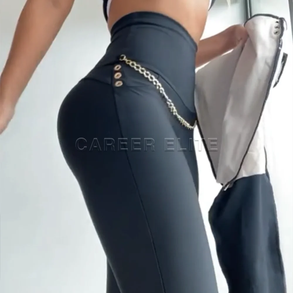 New Fashion Style High Waist Skinny Tights Women Pencil Pants High Stretch Sexy Push Up Lady Slim Fit Y2k Trousers Streetwear women classic pencil pants high waist pu leather trousers winter leggings push up sexy plus size fashion dress elegante clothes