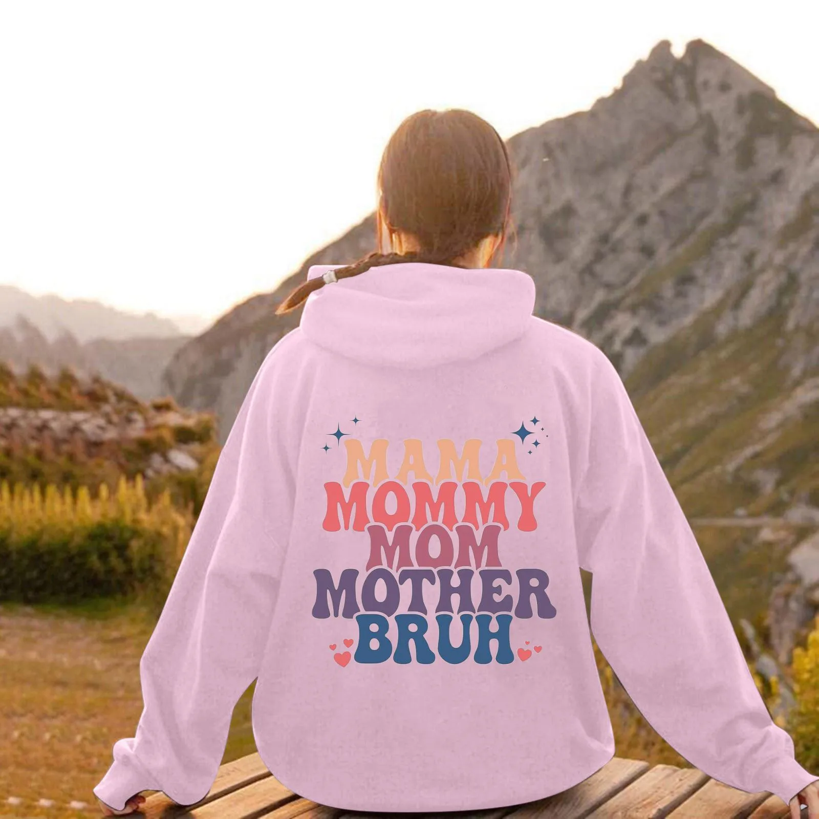 

Women's Hooded Long Sleeved Letter Printed Back Hoodie blouse tops 90s Jogging