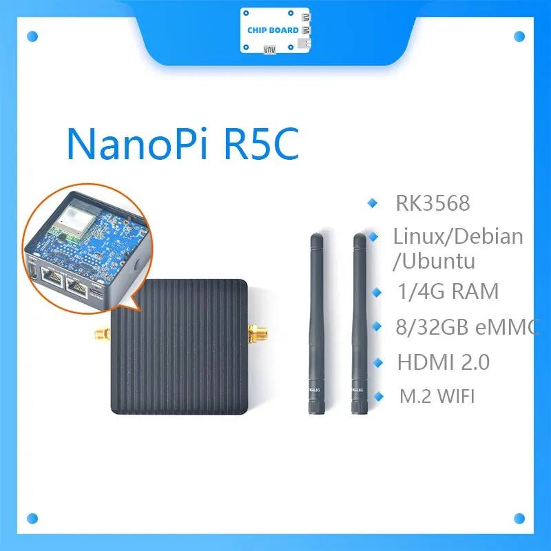 NanoPi R5C Rockchip RK3568B2 A55 Dual 2.5G Ethernet Port Support M.2 WiFi Module Linux/Openwrt/Debian/Ubuntu