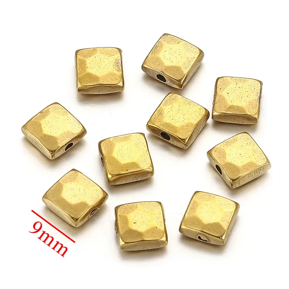 Stainless Steel Round Square Bead Globular Bead Gold Plated Positioning Bead DIY Jewelry Accessories 7