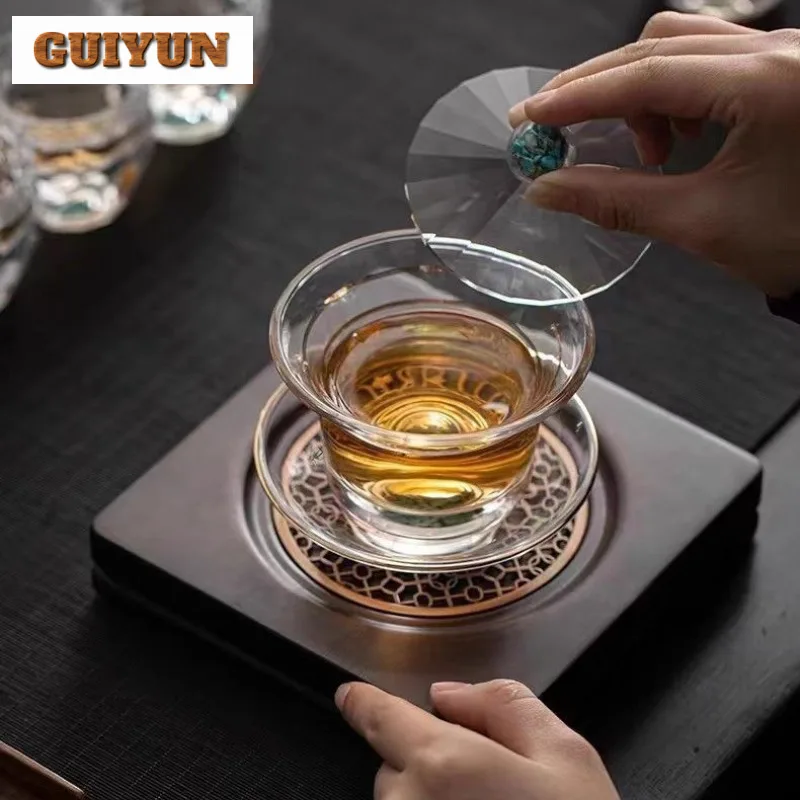 150ml Boutique Turquoise Crystal Glass Gaiwan High Borosilicate Tea Tureen Tea Brewing Cover Bowl Teaset Supplies Ornaments Gift