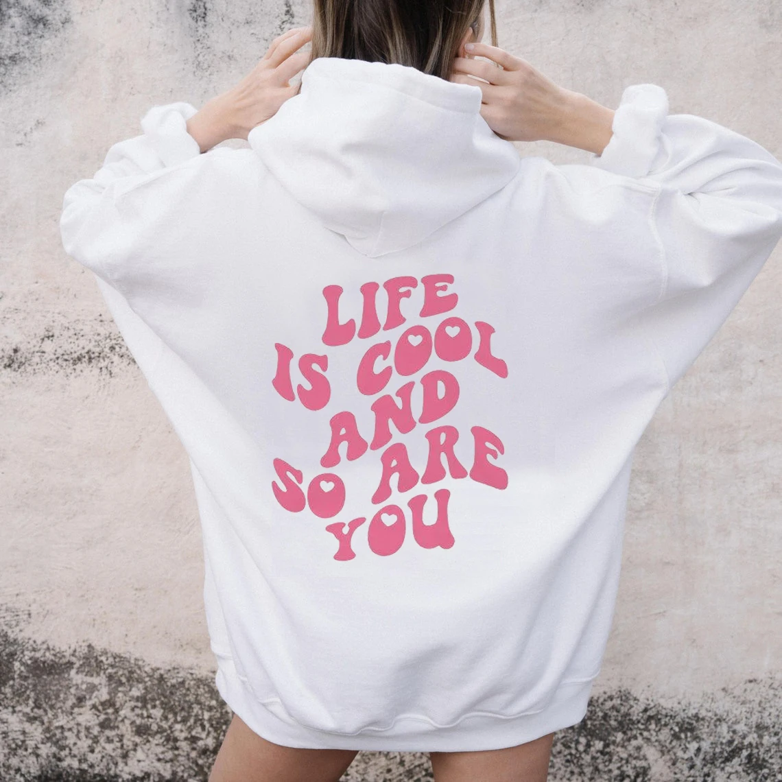

Женская толстовка с капюшоном Life Is Cool And So You, толстовки, пуловеры, модный топ с графическим принтом из чистого хлопка, повседневный джемпер, толстовки