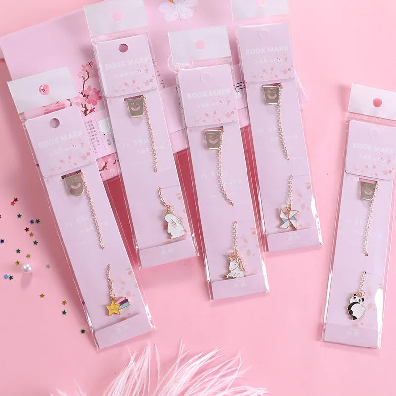 Metal Bookmark Cartoon Pendant Student Stationery Books Marker