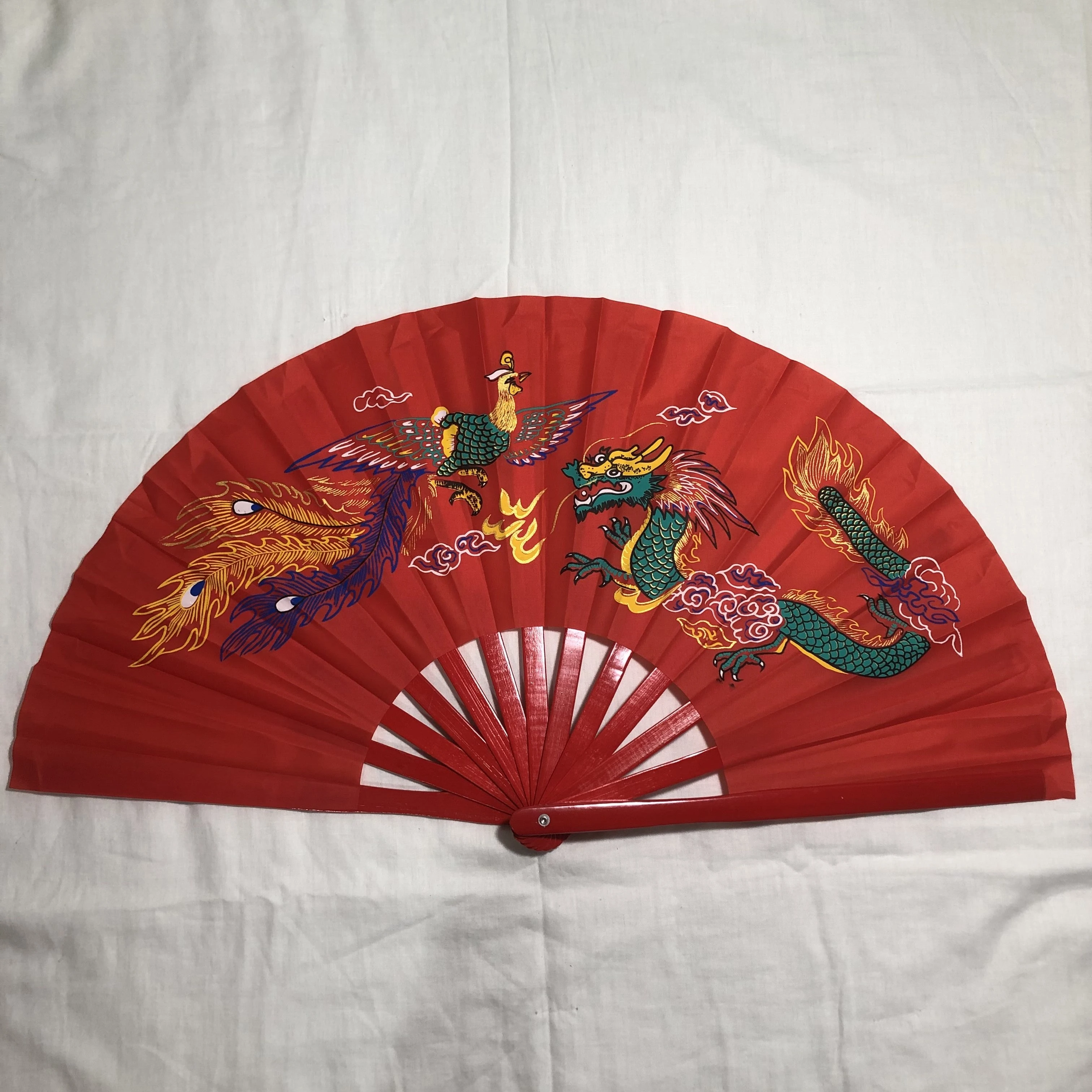 Dragon Phoenix Tai Chi Arti Marziali Kung Fu Bamboo Silk Fan Mano Destra Wushu Dance Practice Training Bamboo Bone Kung Fu Fan