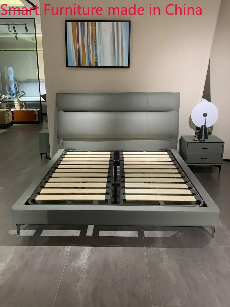 

bed Custom modern simple leather , Italian light luxury ins net red , extremely simple style, side , 1.8m double master