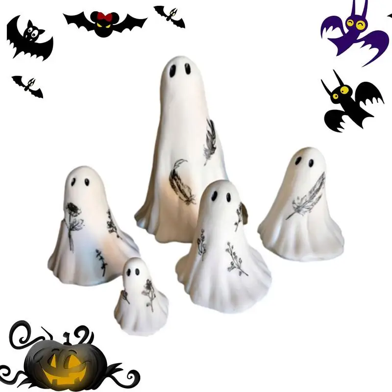 

Портативная смоляная скульптура призрака, милая белая скульптура с привидениями, Декор для дома с привидениями, изысканные настольные украшения на Хэллоуин