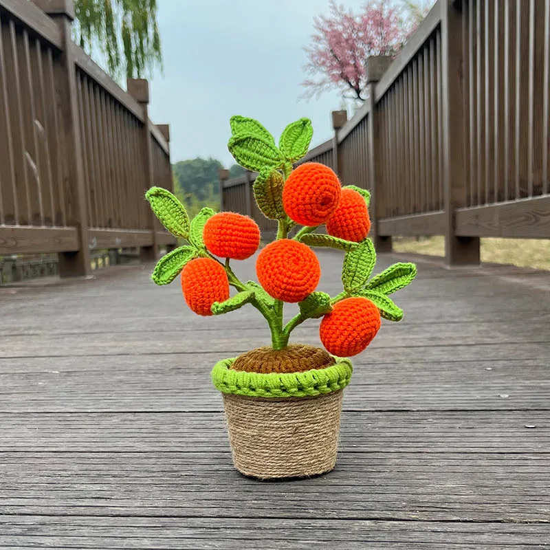 Künstliche Häkeln Orange Pflanzen Bonsai Gefälschte Blumen