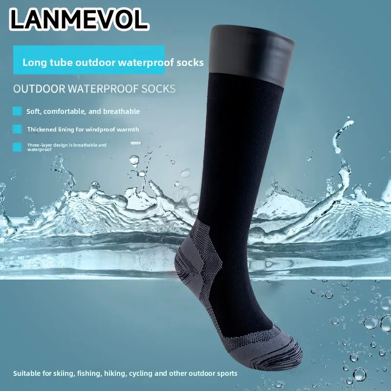 Chaussettes hautes étanches genou - Imperméables pour randonnée aquatique, pêche et ski