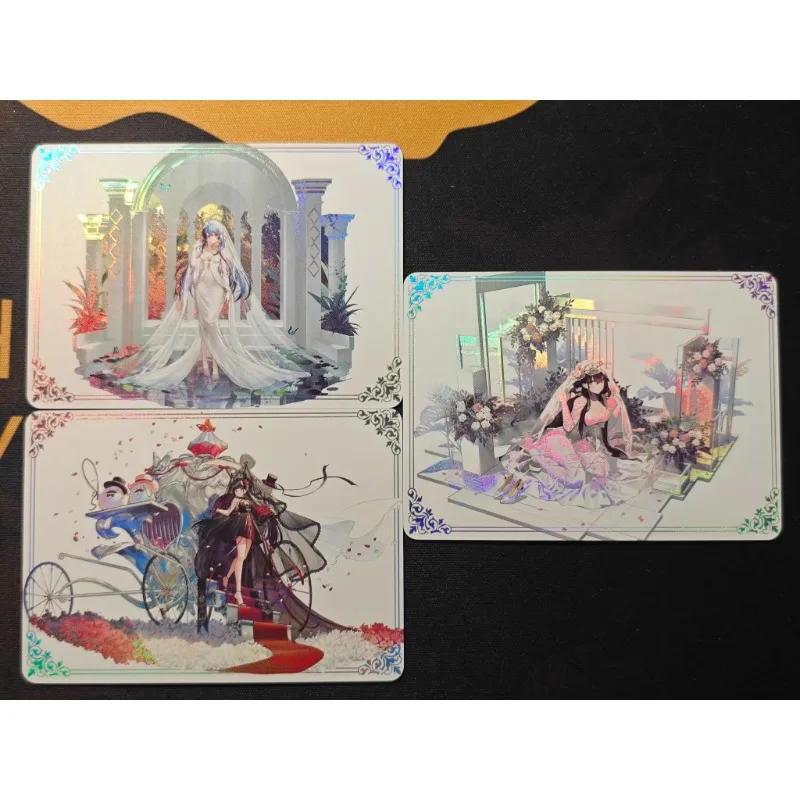 

3pcs/set Azur Lane anime game peripheral DIY flower marry sexy girl boy likes rare collection flash card toy birthday gift card