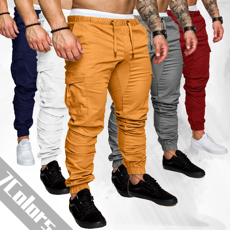 

Men's New Fashion Multi-Pocket Overalls Sports Trousers Mens Casual Fitness Drawstring Pants Men's Jogger Track Pants