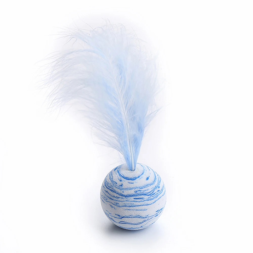 1pc Funny Cat Toy Star Ball Plus Feather EVA Material Light Foam Ball Throwing Toy Star Texture Ball Feather Toy Cat Supplies 