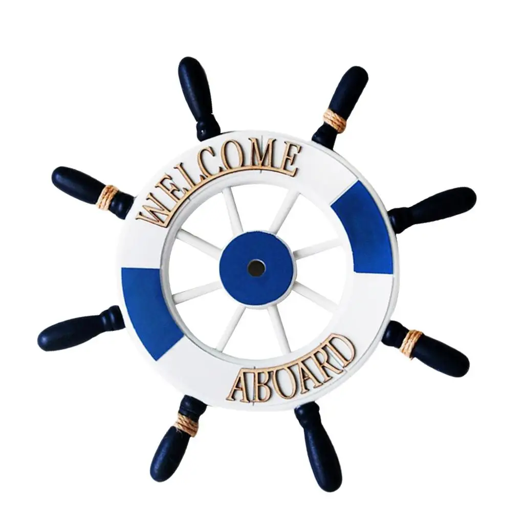 32cm Beach Wooden Boat Ship Steering Wheel Welcome Board Home Wall Decor 32cm Beach Wooden Boat Ship Steering Wheel Welcome Board Home Wall Decor