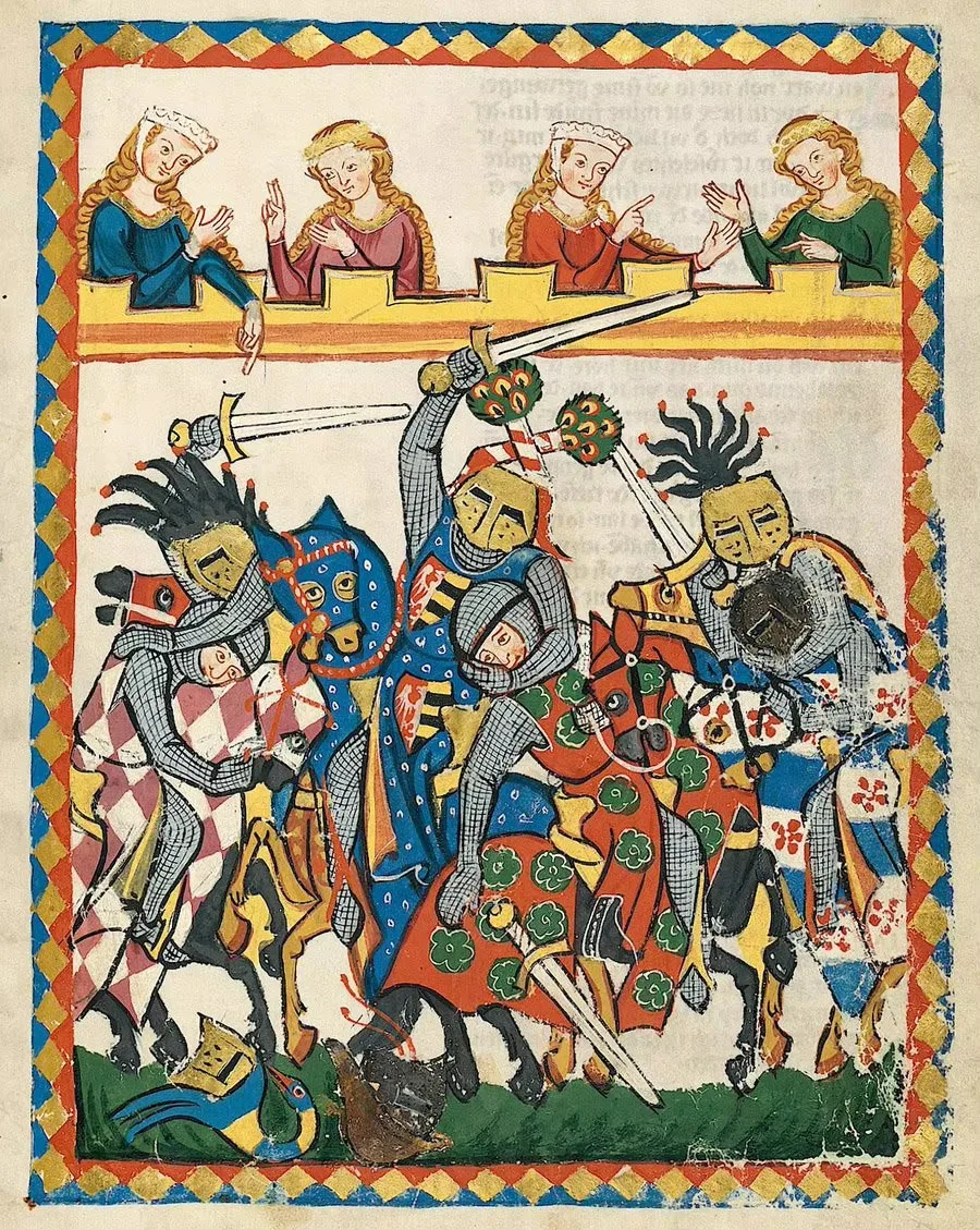 Vintage Medieval Lovers on Horse Canvas Art Print - Retro European Wall Décor