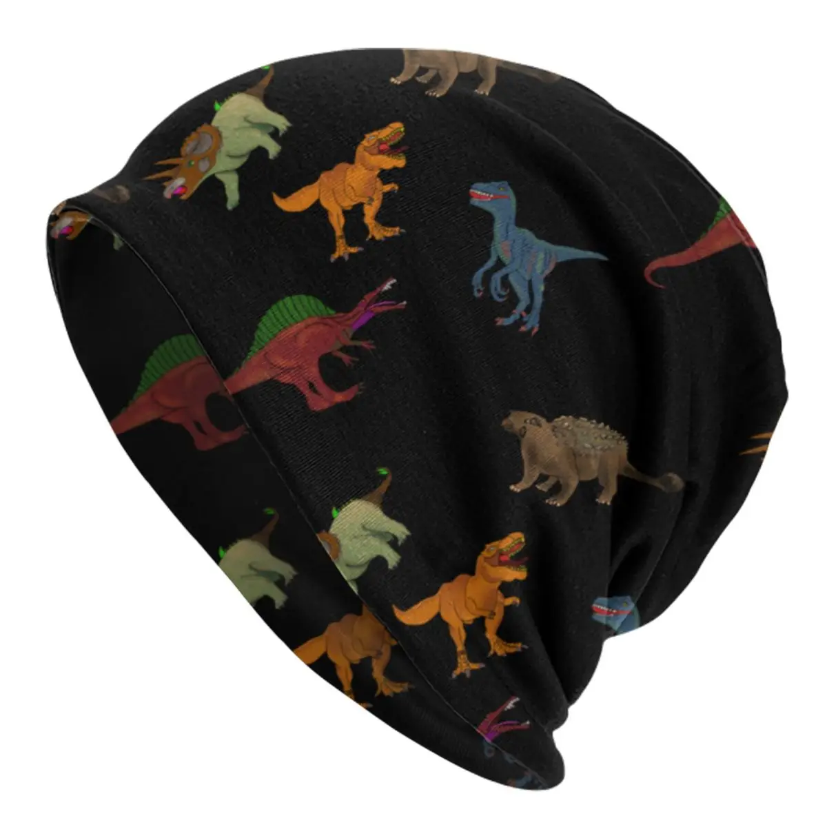 

Black Dinosaur Bonnet Hat Knitted Hat Casual Street Skullies Beanies Hats Men's Women's Warm Dual-use Caps