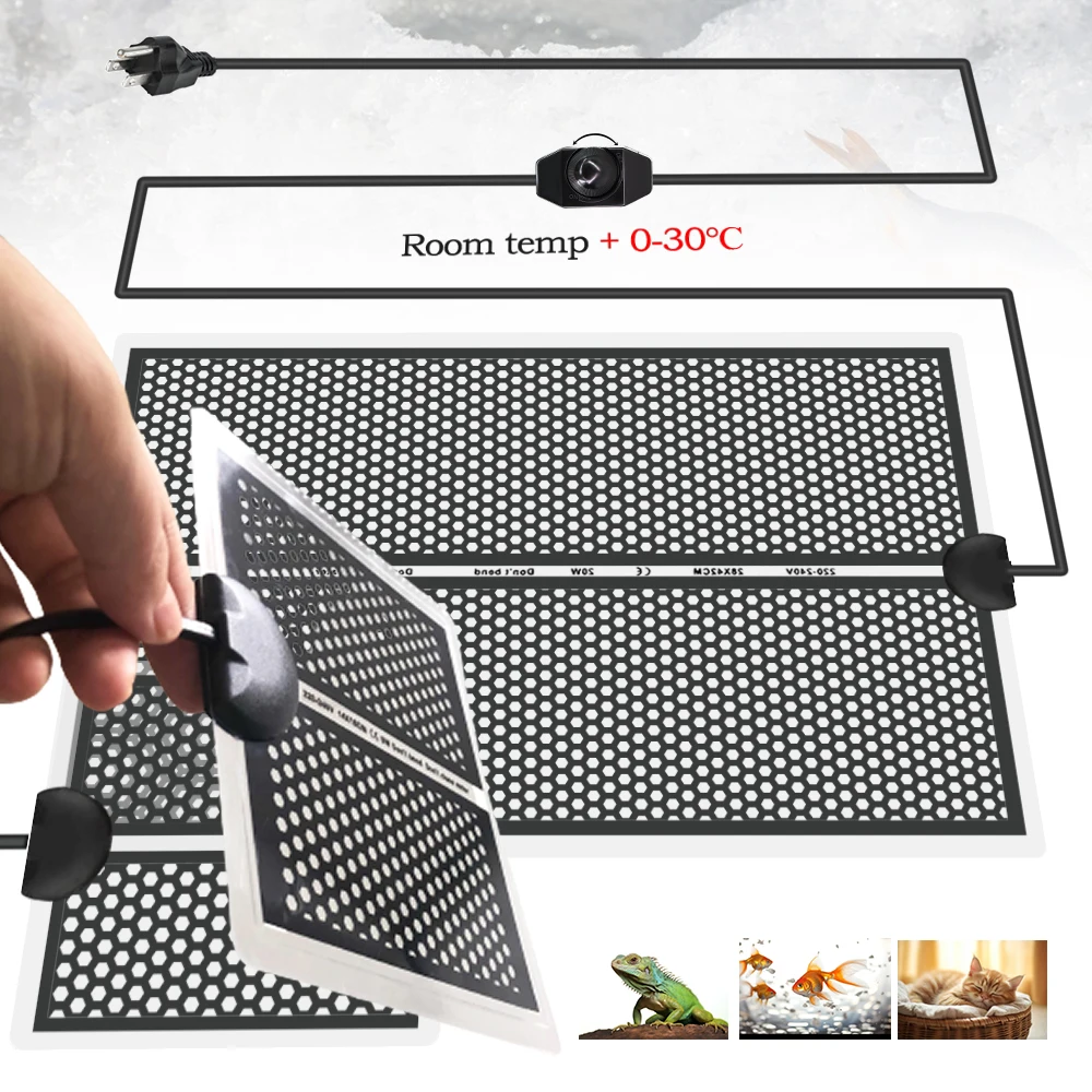 5-20W Garden Seedlings Heating Pad with Adjustment Temperature Farm Reptile Heat Mat for Tortoise Snakes Lizard Warm Equipment