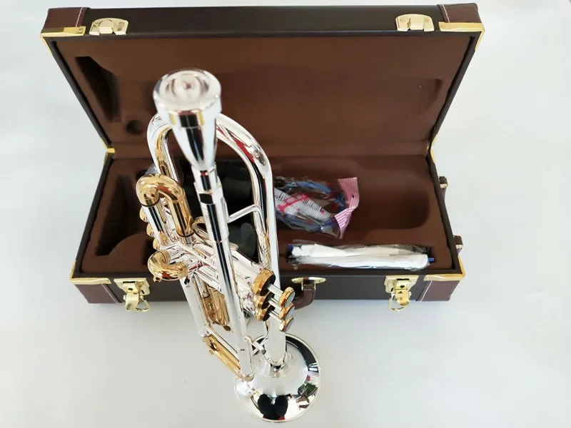 

KALU quality Quality LT180S-72 Bb Trumpet B Flat Brass Silver Plated Professional Trumpet Musical Instruments with Leather Case