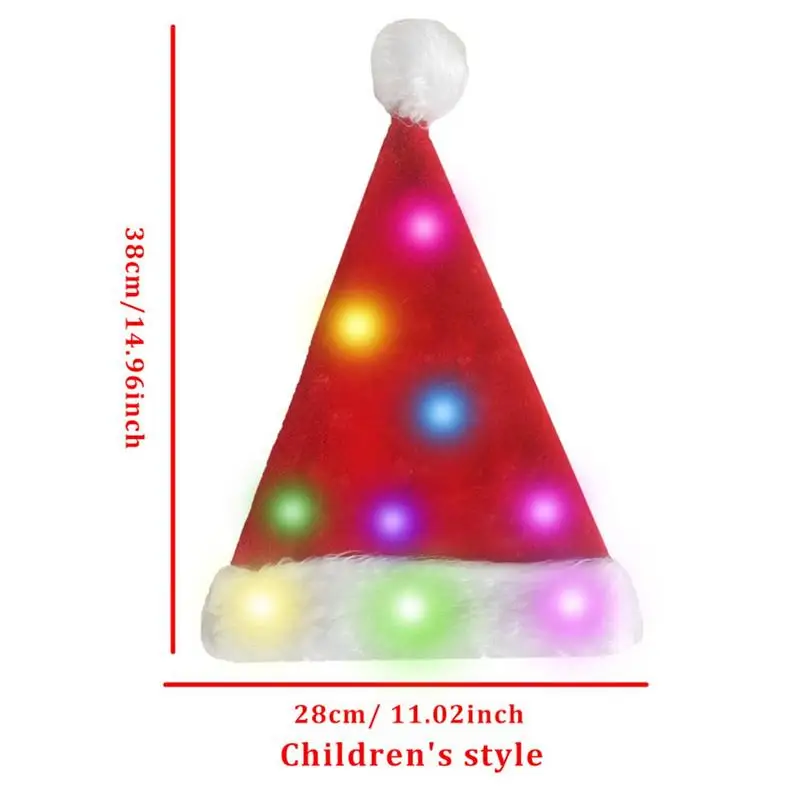 Merry Christmas LED lights High-end plush Santa hat Christmas decorations Xmas Winter Gift For Kids Adults