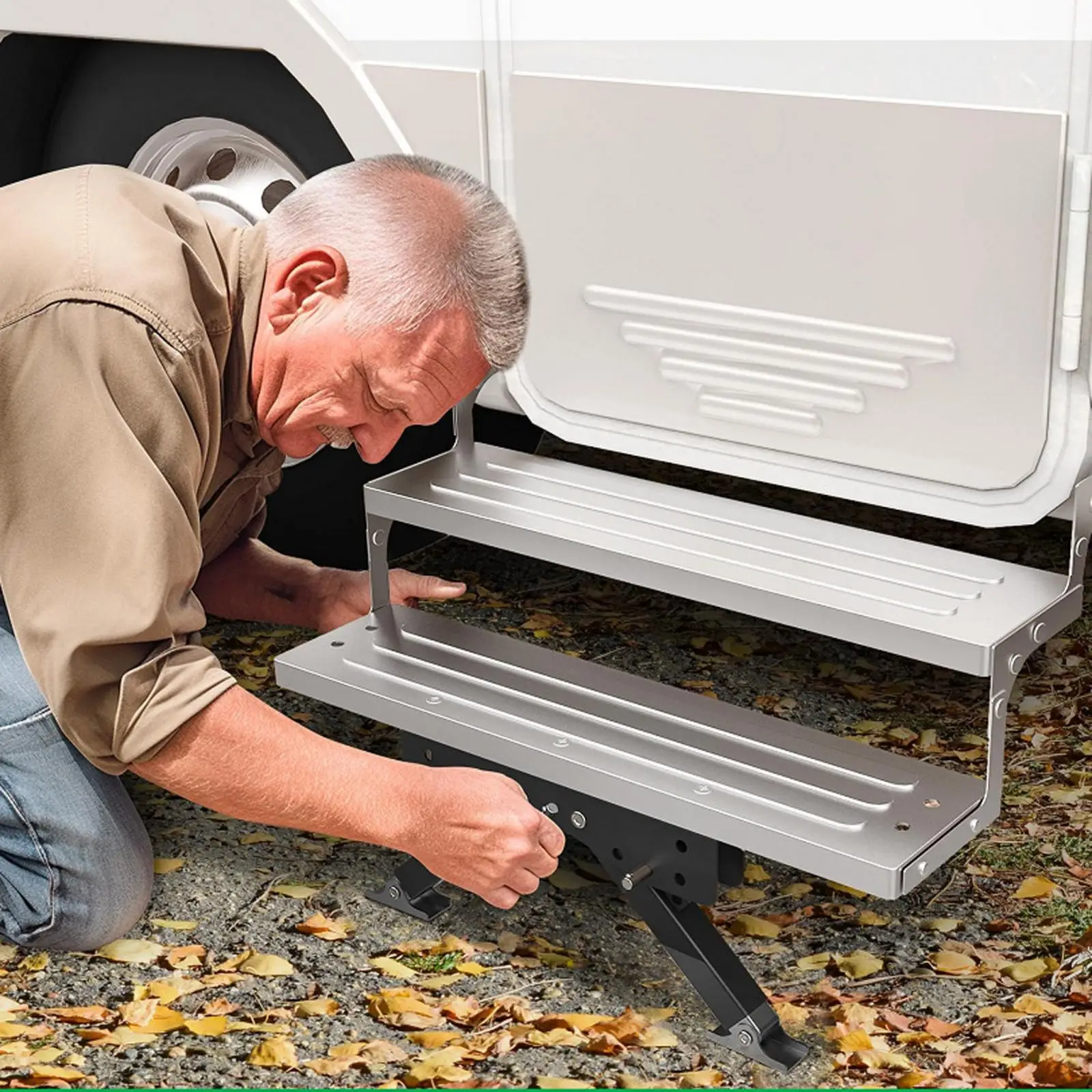 Camping Gear Marudina RV Step Stabilizer Kit - Height Adjustable, Solid ...