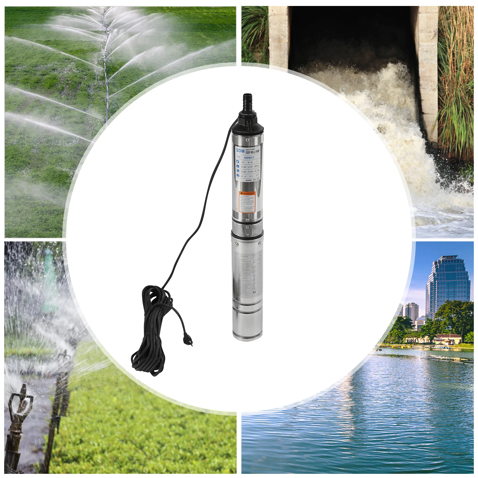 Submersible Pumps OD Pipe 110V/60HZ 0.37KW 0.5HP Stainless Steel submersible well pump 1.25" Outlet Submersible Bore Pump submer