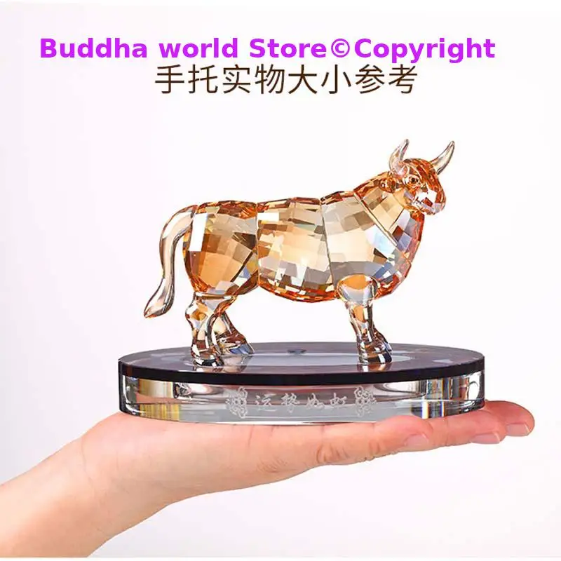 

Europe America High grade crystal Decorative art gift HOME shop good luck BULL 3D color Crystal FENG SHUI talisman